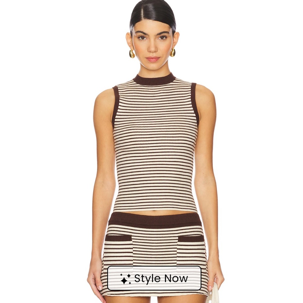 NWT Frankie’s Bikinis Mila Cloud Knit Sleeveless Sweater Top in 70s Stripe